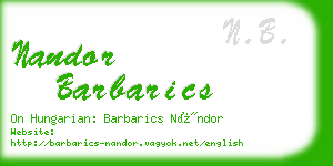 nandor barbarics business card